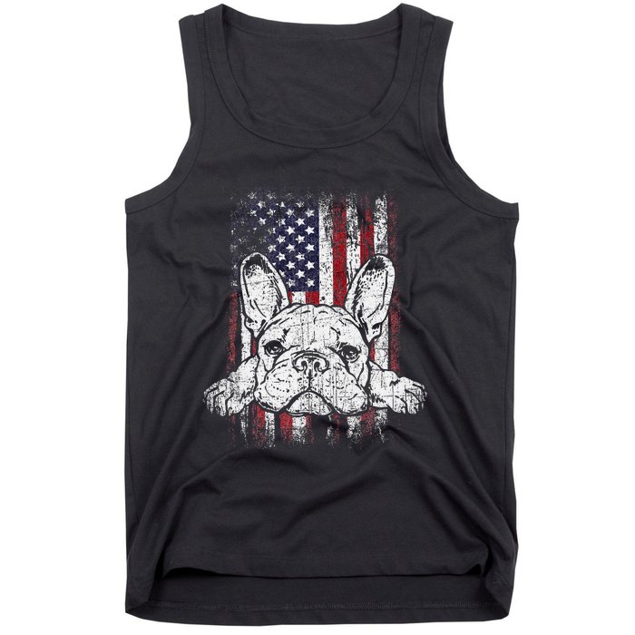 Patriotic French Bulldog American Flag Dog Tank Top