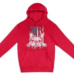 Patriotic French Bulldog American Flag Dog Premium Pullover Hoodie