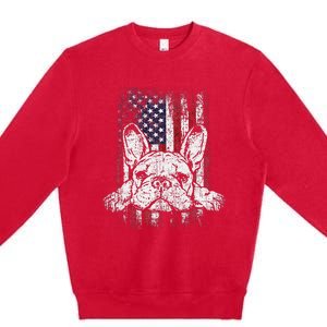 Patriotic French Bulldog American Flag Dog Premium Crewneck Sweatshirt