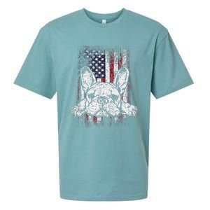 Patriotic French Bulldog American Flag Dog Sueded Cloud Jersey T-Shirt