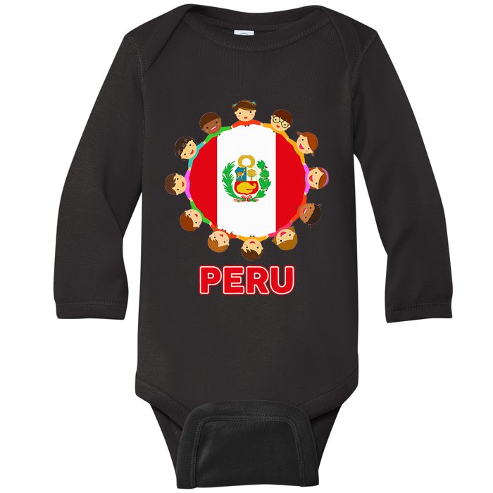 Peru Flag Baby Peruvian Hispanic Heritage Baby Long Sleeve Bodysuit