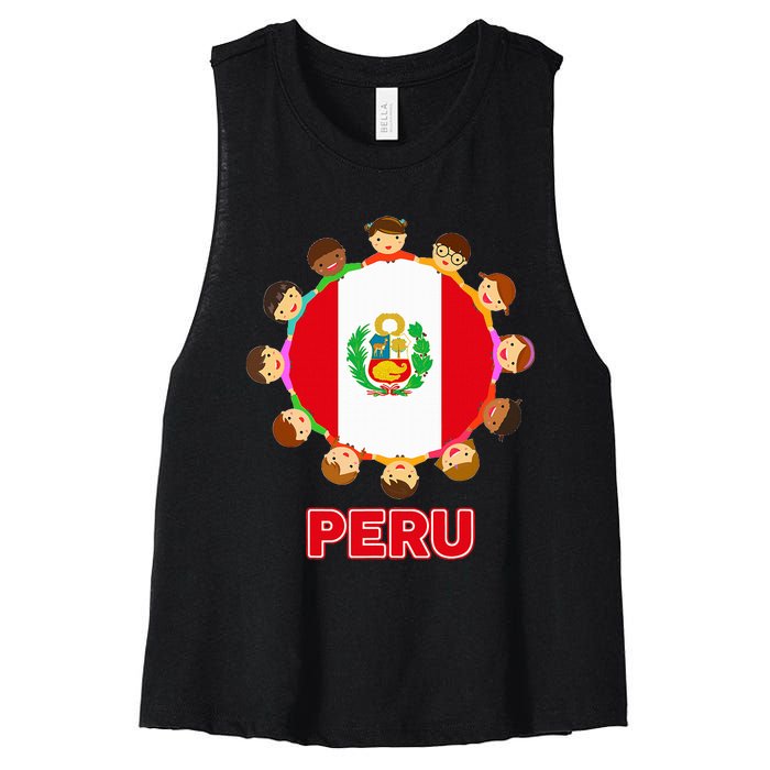 Peru Flag Baby Peruvian Hispanic Heritage Women's Racerback Cropped Tank