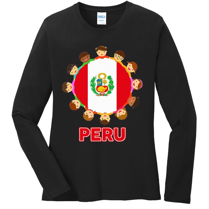 Peru Flag Baby Peruvian Hispanic Heritage Ladies Long Sleeve Shirt