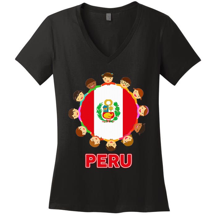 Peru Flag Baby Peruvian Hispanic Heritage Women's V-Neck T-Shirt