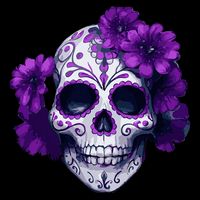 Purple Floral Black Sugar Skull Day Of The Dead Mexican Pray Zip Tote Bag