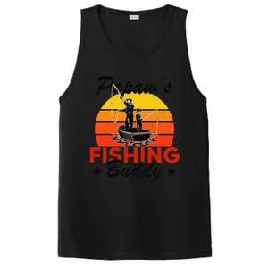 Papaws Fishing Buddy Funny Retro Dad Son Gift For Fisherman PosiCharge Competitor Tank