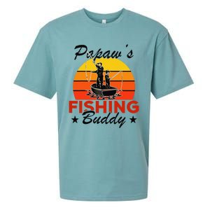 Papaws Fishing Buddy Funny Retro Dad Son Gift For Fisherman Sueded Cloud Jersey T-Shirt