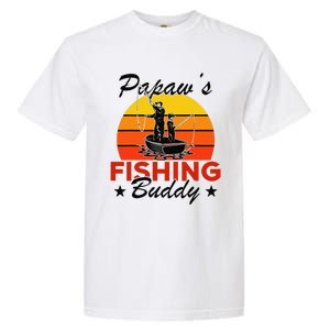 Papaws Fishing Buddy Funny Retro Dad Son Gift For Fisherman Garment-Dyed Heavyweight T-Shirt