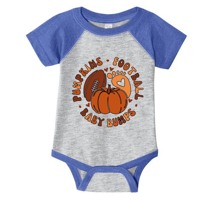 Pumpkins Football Bumps Fall Thanksgiving Pregnancy Gift Infant Baby Jersey Bodysuit