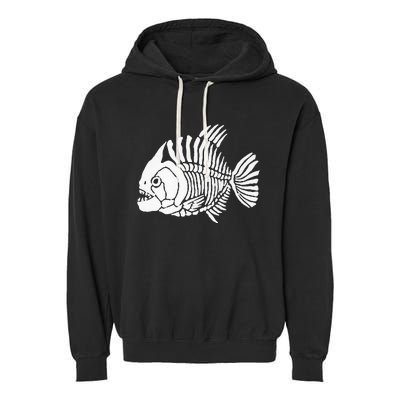 Piranha Fish Bone Design Garment-Dyed Fleece Hoodie