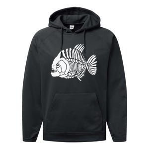 Piranha Fish Bone Design Performance Fleece Hoodie