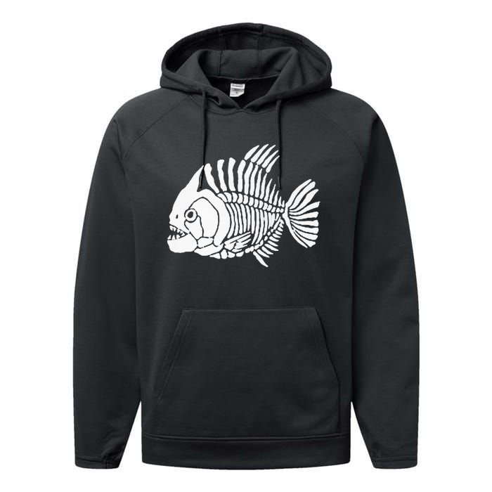 Piranha Fish Bone Design Performance Fleece Hoodie