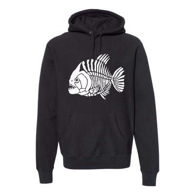 Piranha Fish Bone Design Premium Hoodie