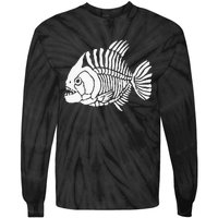 Piranha Fish Bone Design Tie-Dye Long Sleeve Shirt