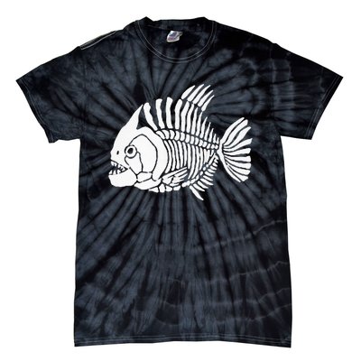 Piranha Fish Bone Design Tie-Dye T-Shirt