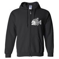 Piranha Fish Bone Design Full Zip Hoodie