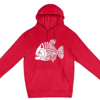 Piranha Fish Bone Design Premium Pullover Hoodie