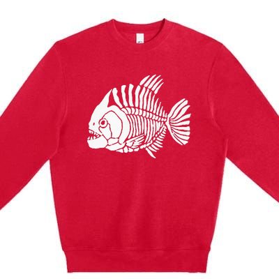 Piranha Fish Bone Design Premium Crewneck Sweatshirt