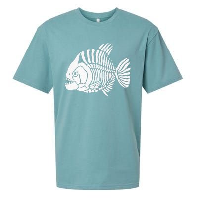 Piranha Fish Bone Design Sueded Cloud Jersey T-Shirt