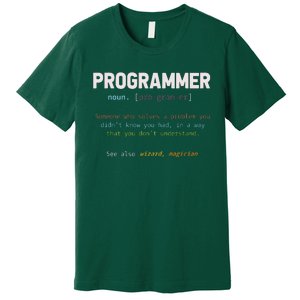 Programming Funny Computer Geek Gift Definition Programmer Premium T-Shirt