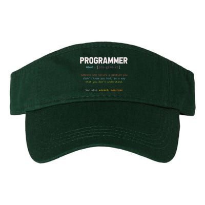 Programming Funny Computer Geek Gift Definition Programmer Valucap Bio-Washed Visor