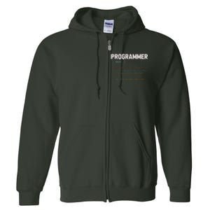 Programming Funny Computer Geek Gift Definition Programmer Full Zip Hoodie