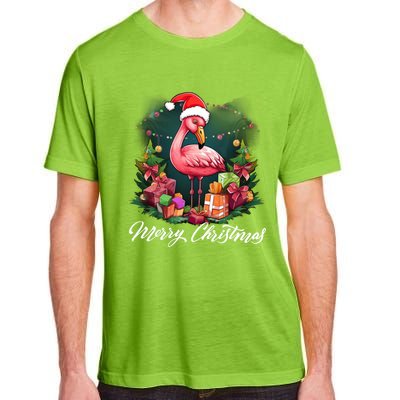 Pink Flamingo Christmas Lighting Xmas Tree Santa Hat Pajama Gift Adult ChromaSoft Performance T-Shirt