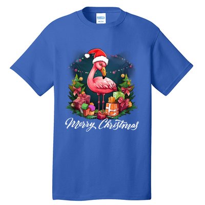 Pink Flamingo Christmas Lighting Xmas Tree Santa Hat Pajama Gift Tall T-Shirt