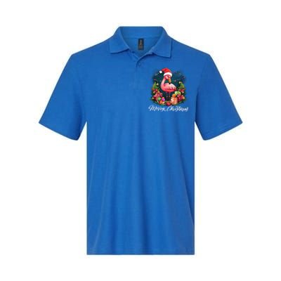 Pink Flamingo Christmas Lighting Xmas Tree Santa Hat Pajama Gift Softstyle Adult Sport Polo