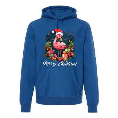 Pink Flamingo Christmas Lighting Xmas Tree Santa Hat Pajama Gift Premium Hoodie