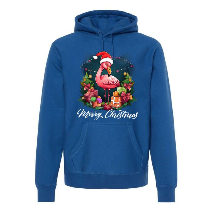 Pink Flamingo Christmas Lighting Xmas Tree Santa Hat Pajama Gift Premium Hoodie