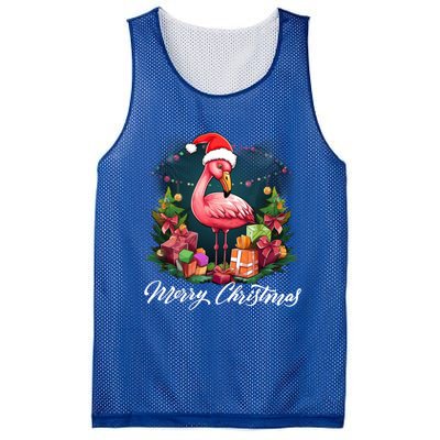 Pink Flamingo Christmas Lighting Xmas Tree Santa Hat Pajama Gift Mesh Reversible Basketball Jersey Tank