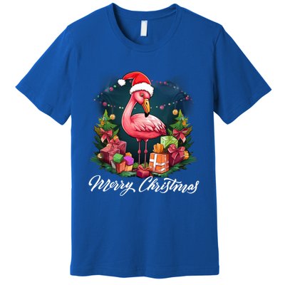 Pink Flamingo Christmas Lighting Xmas Tree Santa Hat Pajama Gift Premium T-Shirt