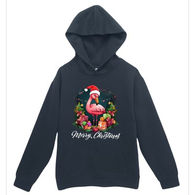 Pink Flamingo Christmas Lighting Xmas Tree Santa Hat Pajama Gift Urban Pullover Hoodie