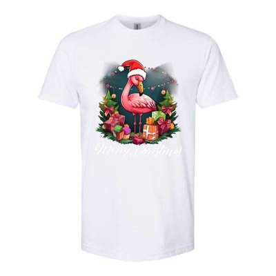 Pink Flamingo Christmas Lighting Xmas Tree Santa Hat Pajama Gift Softstyle CVC T-Shirt