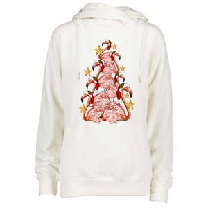 Pink Flamingo Christmas Tree Cute Flamingos Holiday DéCor Great Gift Womens Funnel Neck Pullover Hood