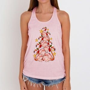 Pink Flamingo Christmas Tree Cute Flamingos Holiday DéCor Great Gift Women's Knotted Racerback Tank