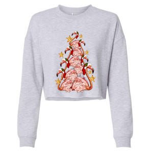 Pink Flamingo Christmas Tree Cute Flamingos Holiday DéCor Great Gift Cropped Pullover Crew