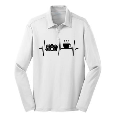 Photographer Funny Coffee Lover Camera Photography Silk Touch Performance Long Sleeve Polo