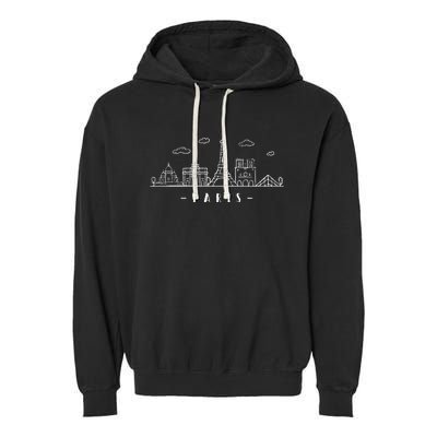 Paris France Capitalcity Skyline Eiffeltower Paris Lovers Garment-Dyed Fleece Hoodie