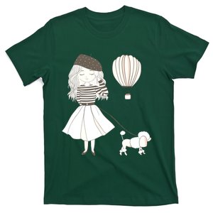 Paris France Cute French Girl Poodle Gift Z000036 T-Shirt