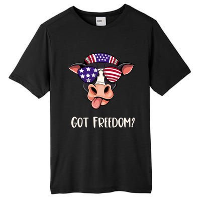 Patriotic Funny Cow Gift Fourth July Us Flag Sunglasses Gift Tall Fusion ChromaSoft Performance T-Shirt