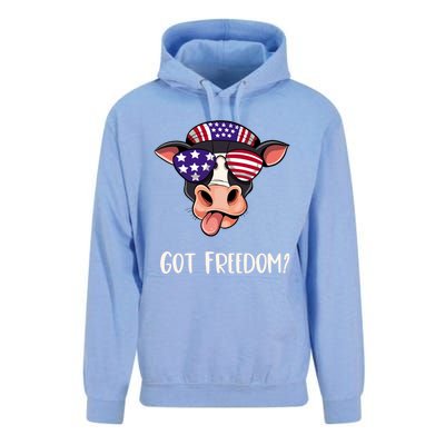 Patriotic Funny Cow Gift Fourth July Us Flag Sunglasses Gift Unisex Surf Hoodie