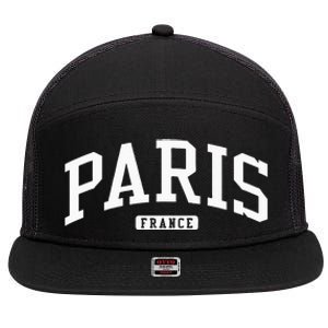 Paris France College University Style 7 Panel Mesh Trucker Snapback Hat