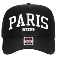 Paris France College University Style High Crown Mesh Back Trucker Hat