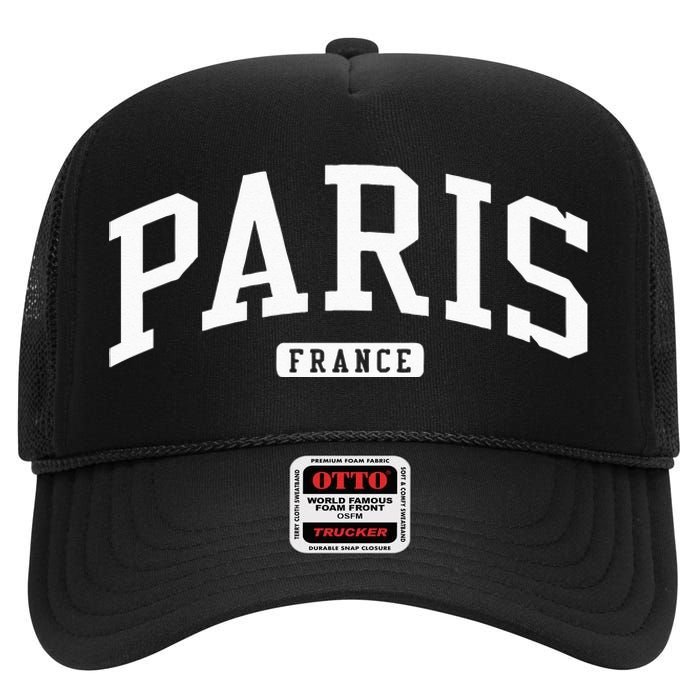 Paris France College University Style High Crown Mesh Back Trucker Hat