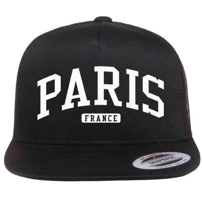 Paris France College University Style Flat Bill Trucker Hat