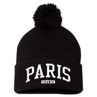 Paris France College University Style Pom Pom 12in Knit Beanie