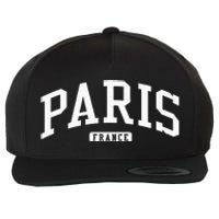 Paris France College University Style Wool Snapback Cap