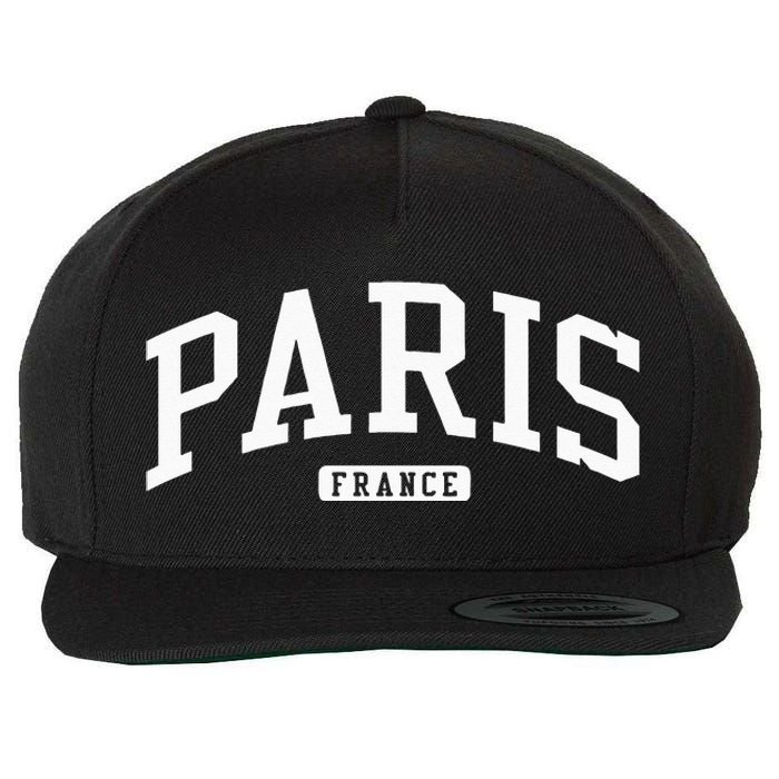 Paris France College University Style Wool Snapback Cap